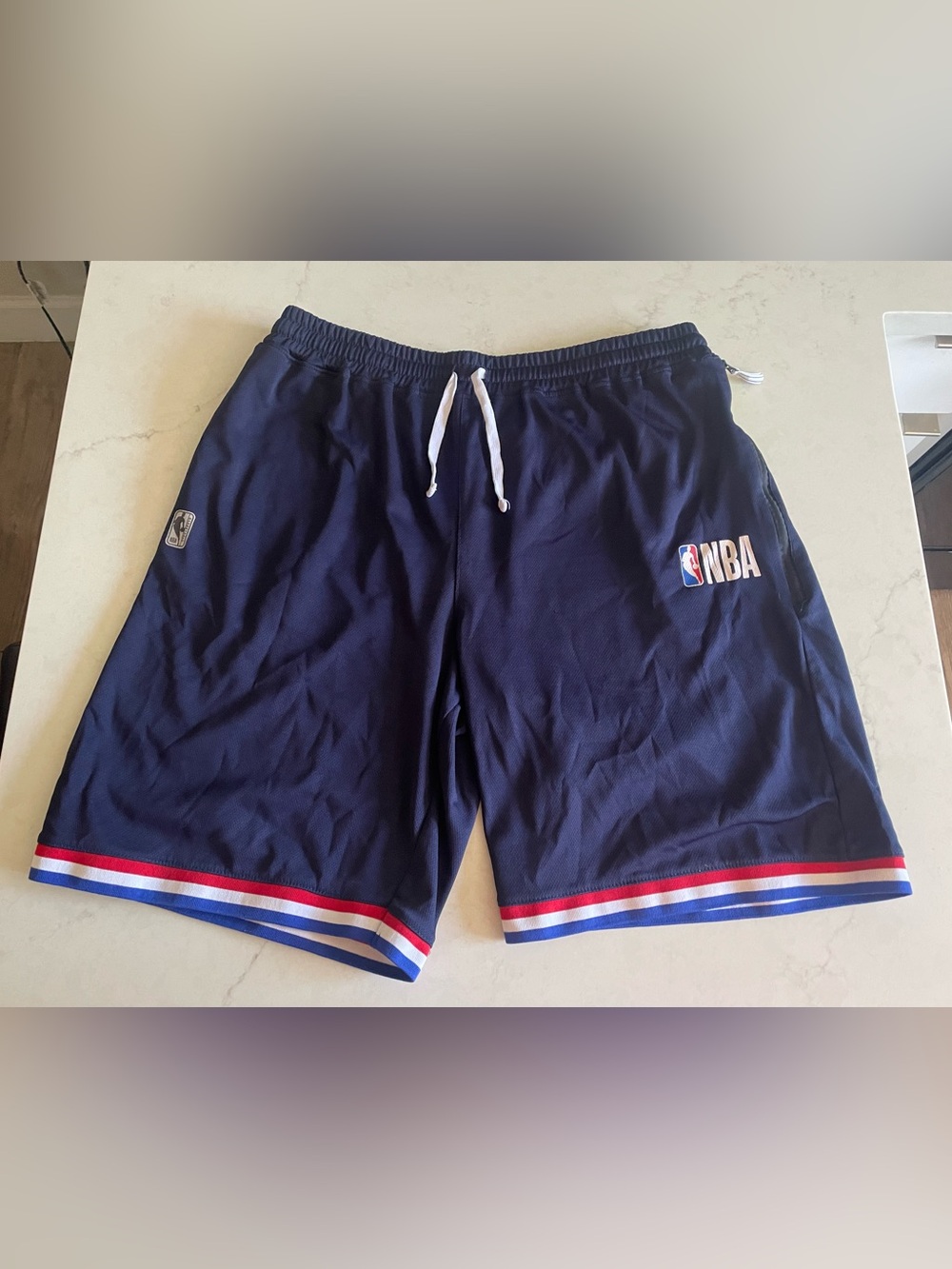 NBA Navy Athletic Basketball Shorts with Red, White & Blue Trim